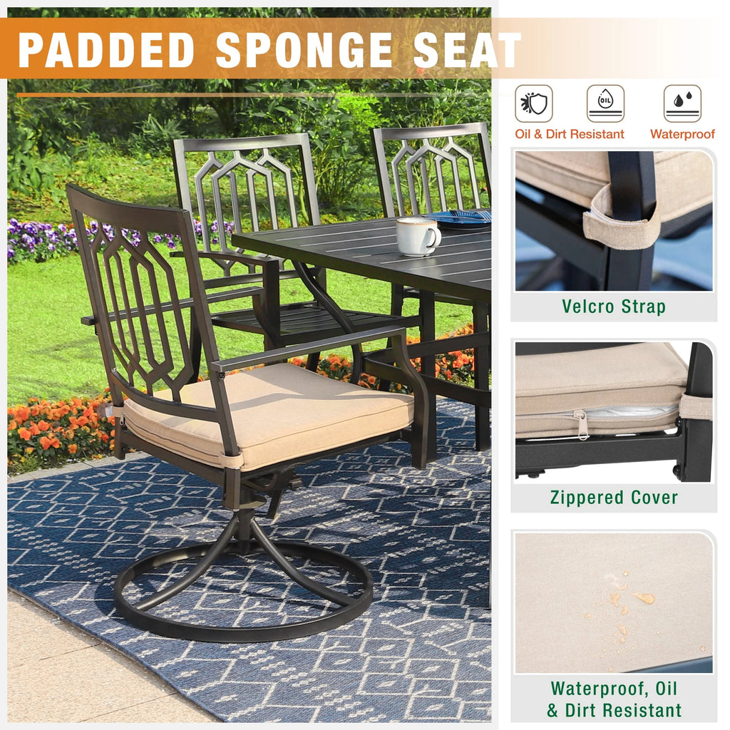 5 Pcs Outdoor Patio Metal Dining Set Swivel Chairs and Square Table G391541