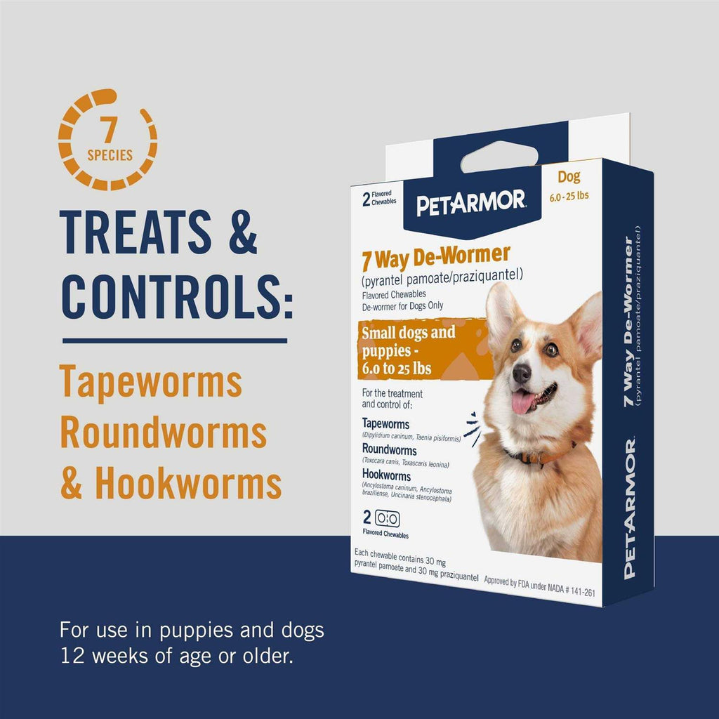 Deworm Dog Insect Treatment for Dogs Weighing 6-25lbs R6590