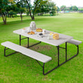 Heavy Duty Folding Picnic Table and Bench White D779889