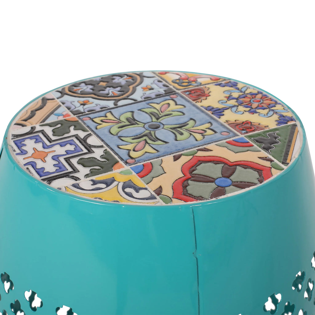Teal Outdoor Iron Side Table B46009