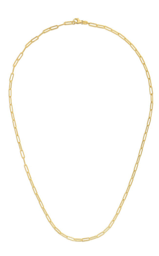 14k Yellow Gold Polished Paperclip Chain Necklace 24 Inch A12181