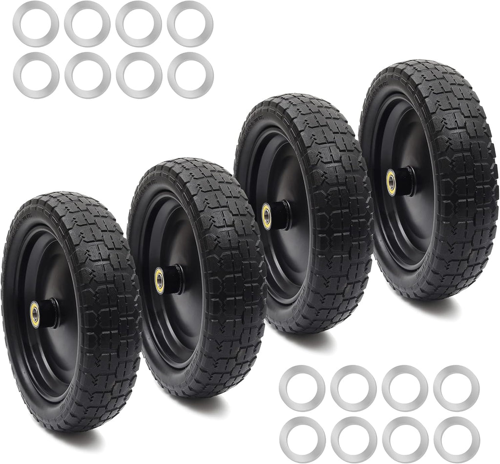 13" Solid Polyurethane Flat-Free Tire and Wheel Assemblies (4-Pack) N413402