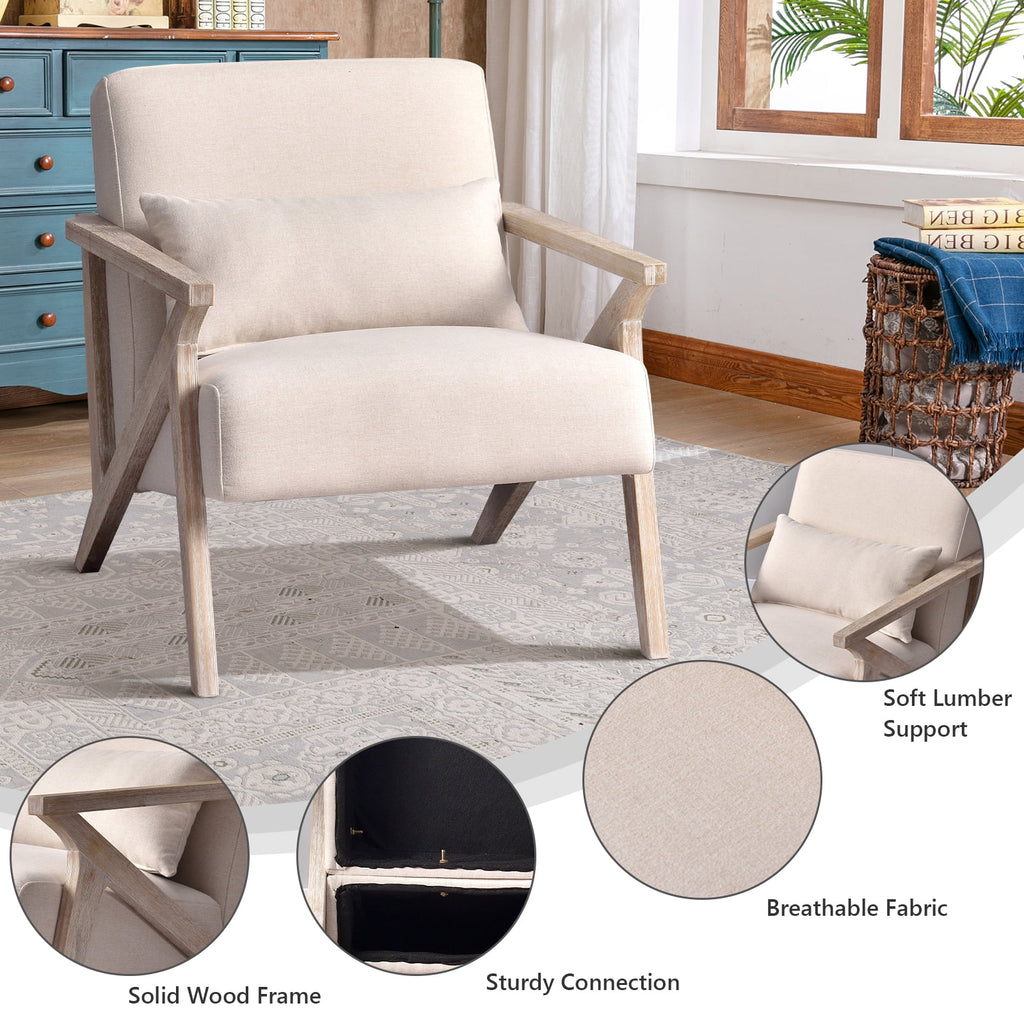 Beige Mid Century Accent Chair S949392