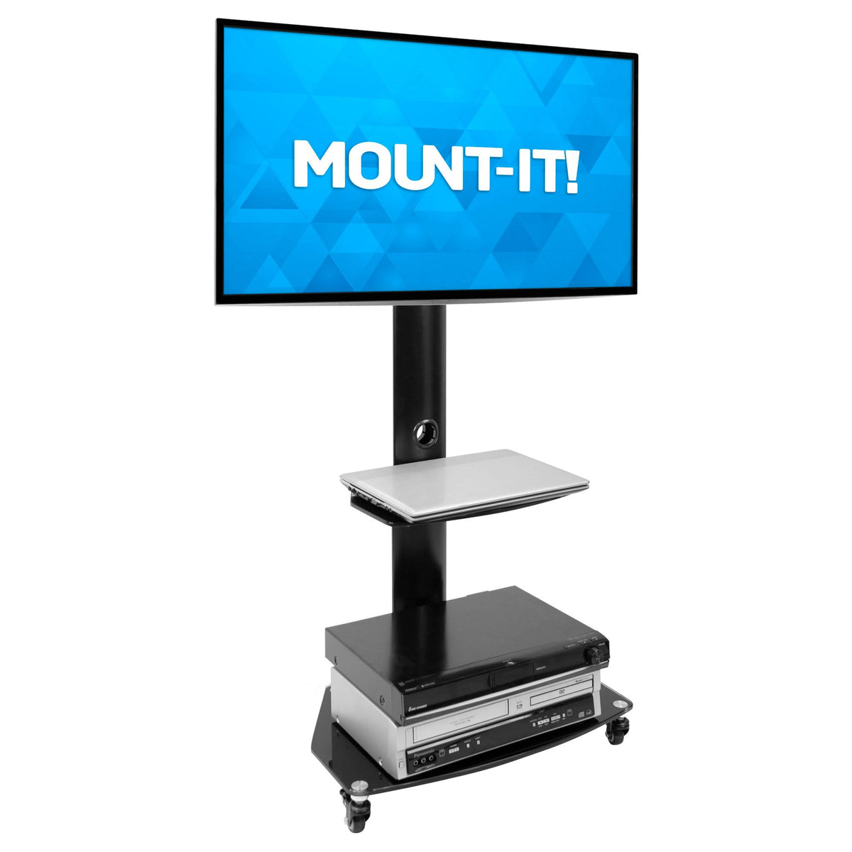 Mobile TV Stand Cart for Flat Screen TVs, Adjustable - Black Q322192