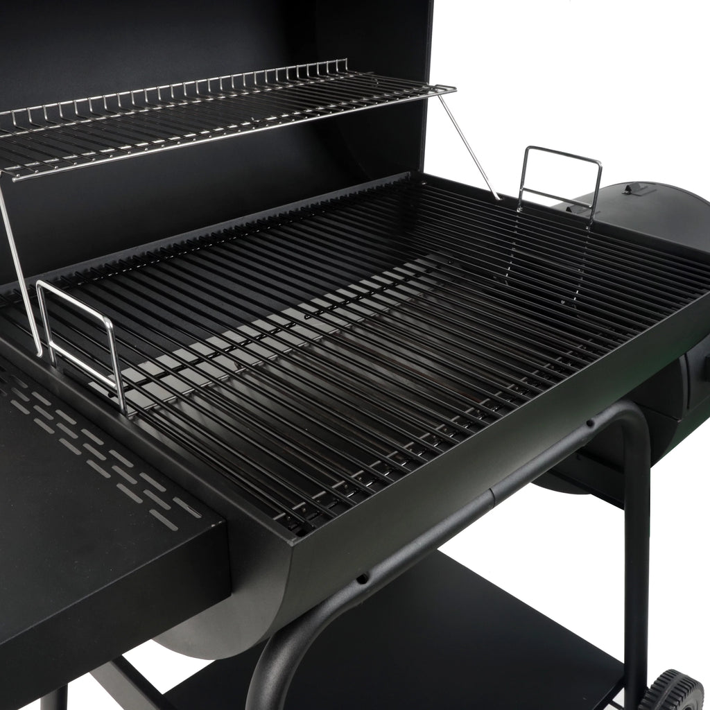 28 Offset Steel Charcoal Smoker Grill with Side Firebox, Black M709899