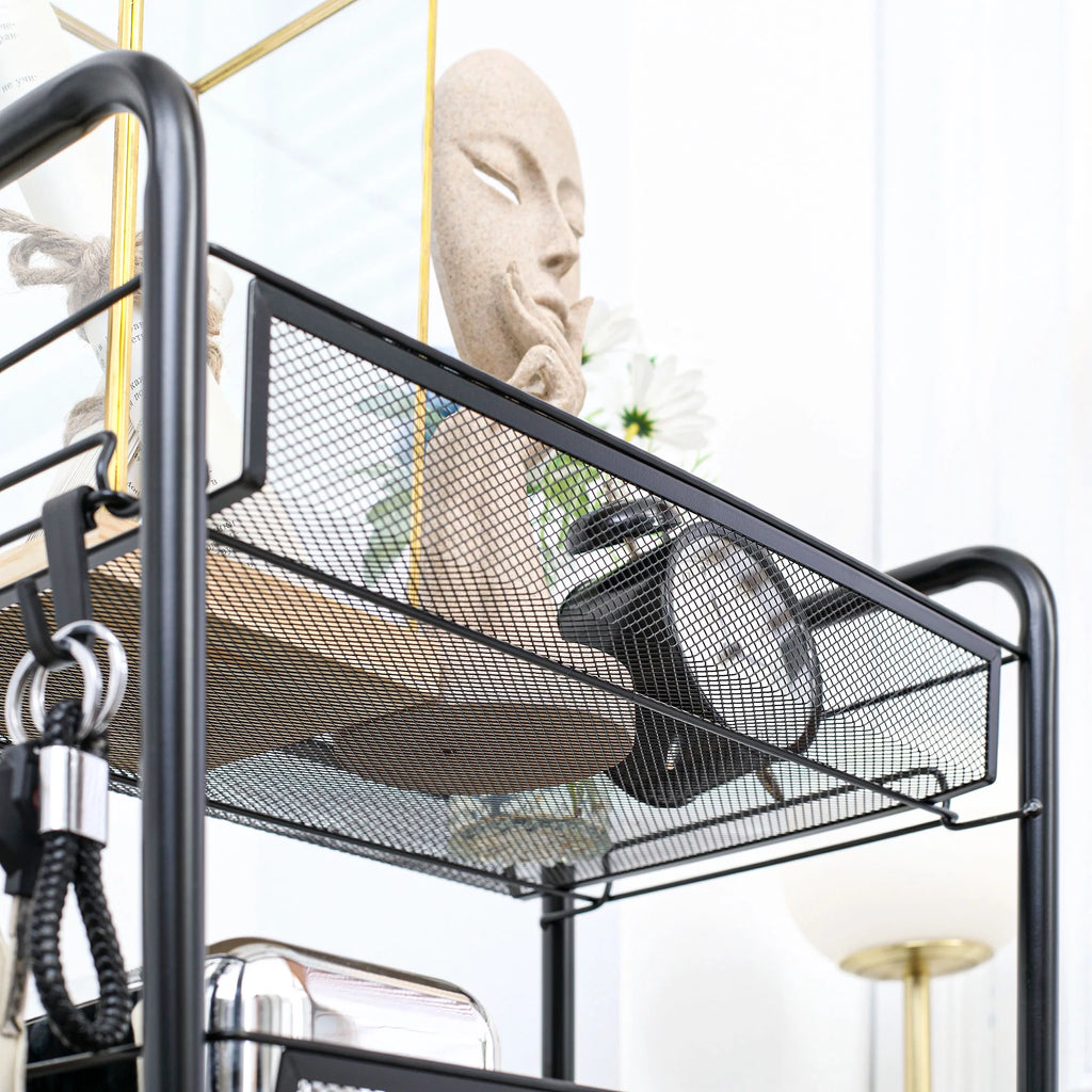 5 Tier Metal Rolling Cart with Mesh Baskets E66464