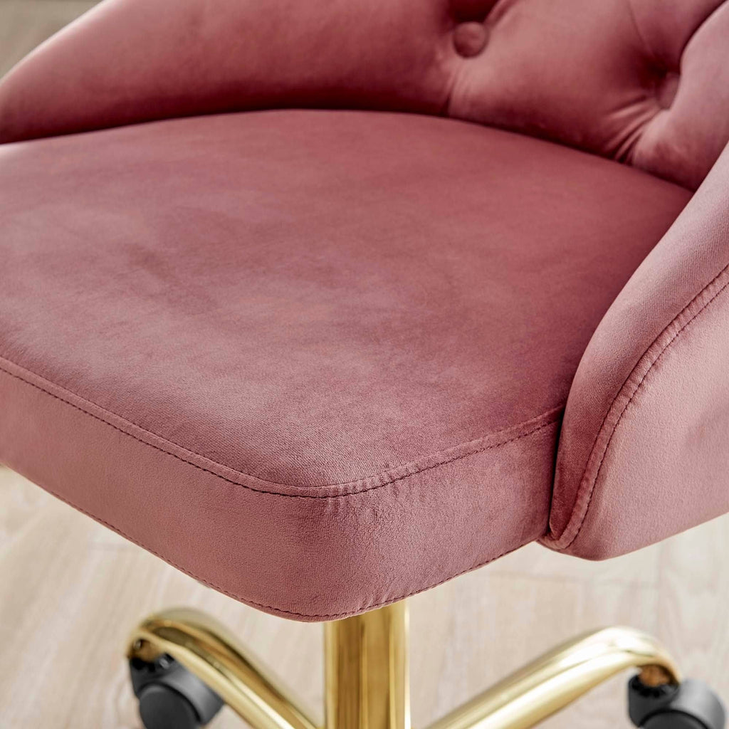 Gold Gray Velvet Swivel Office Chair O9248