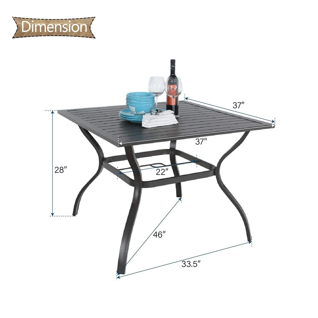 5 Pcs Outdoor Patio Metal Dining Set Swivel Chairs and Square Table G391541