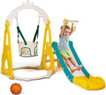 4 in 1 Toddler Swing and Slide Playset with Climber and Basketball Hoop O29259