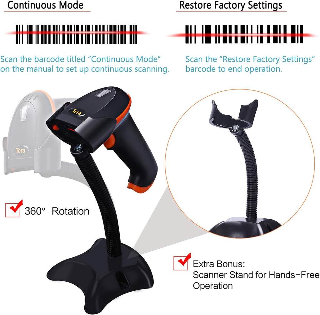 Wireless 2-in-1 Barcode Scanner with Stand, Pack of 2 W817057