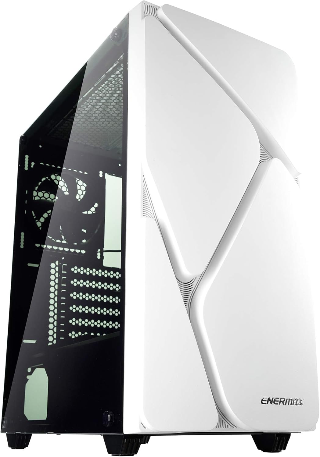 Mid Tower Gaming PC Case with Tempered Glass and Pre-Installed Fans X568345