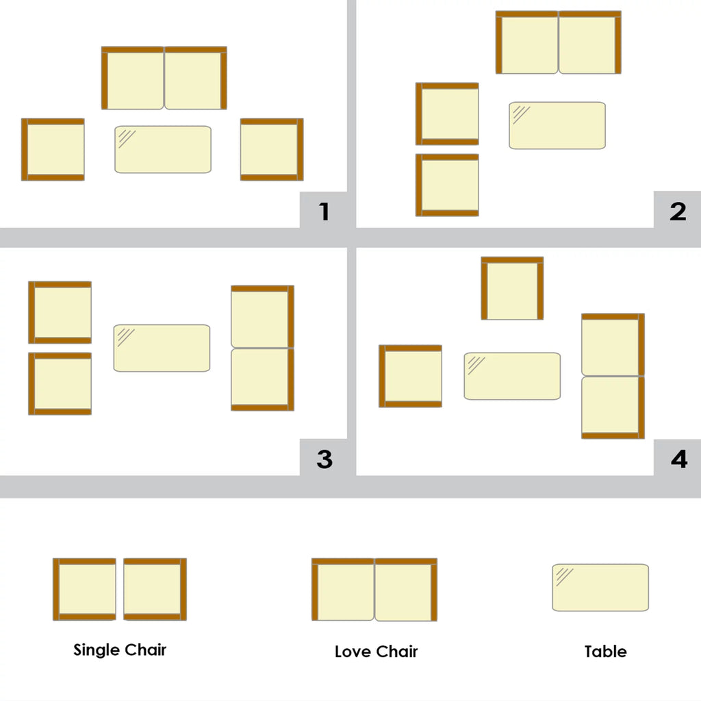 4 Pcs Outdoor Rattan Furniture Set with Turquoise Cushion A86563