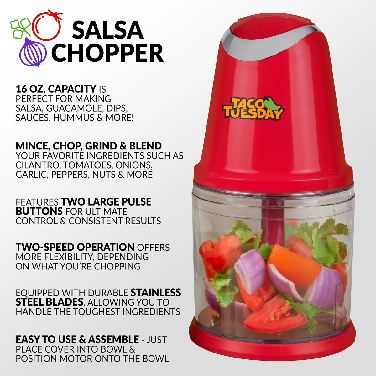 2-Speed Salsa & Guacamole Chopper, 2 Cup Capacity P63539