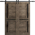 Double Barn Door 48 x 80 inches with Black Glass D8525