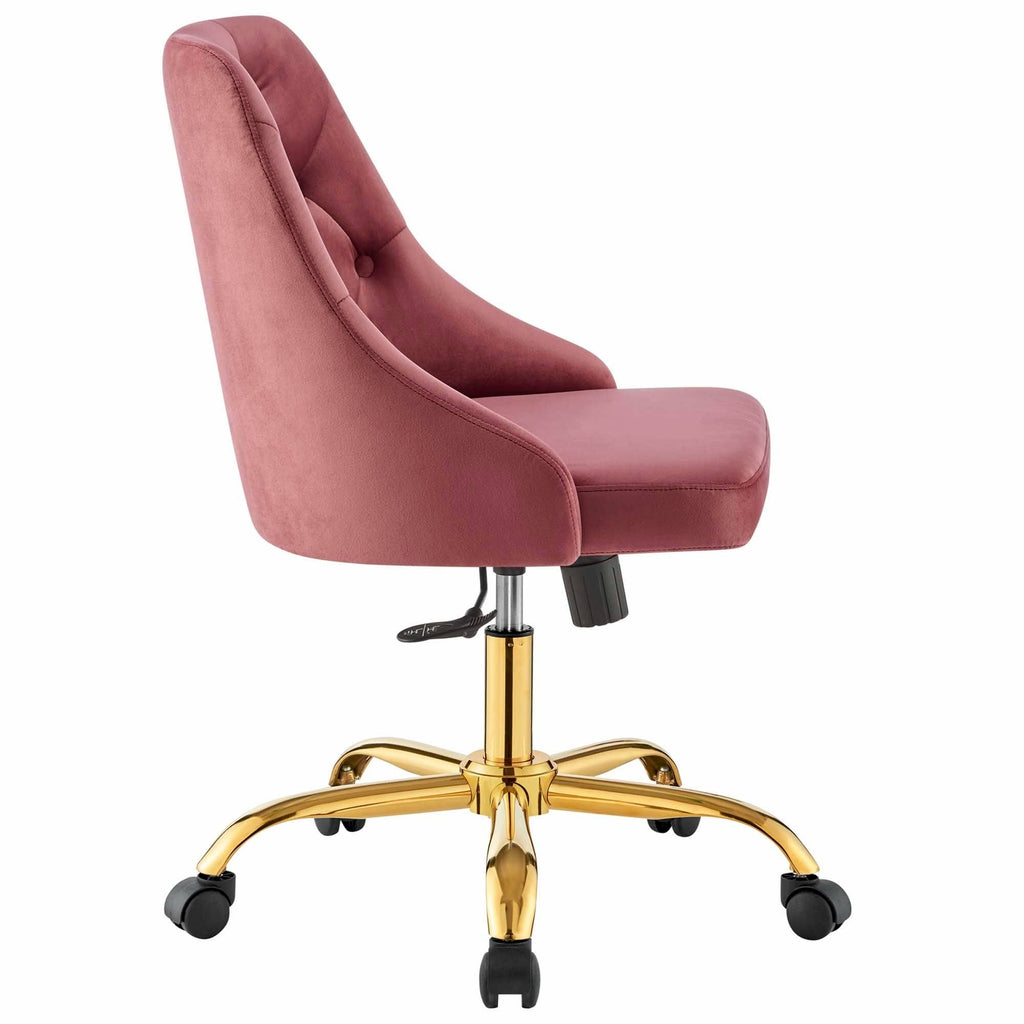Gold Gray Velvet Swivel Office Chair O9248
