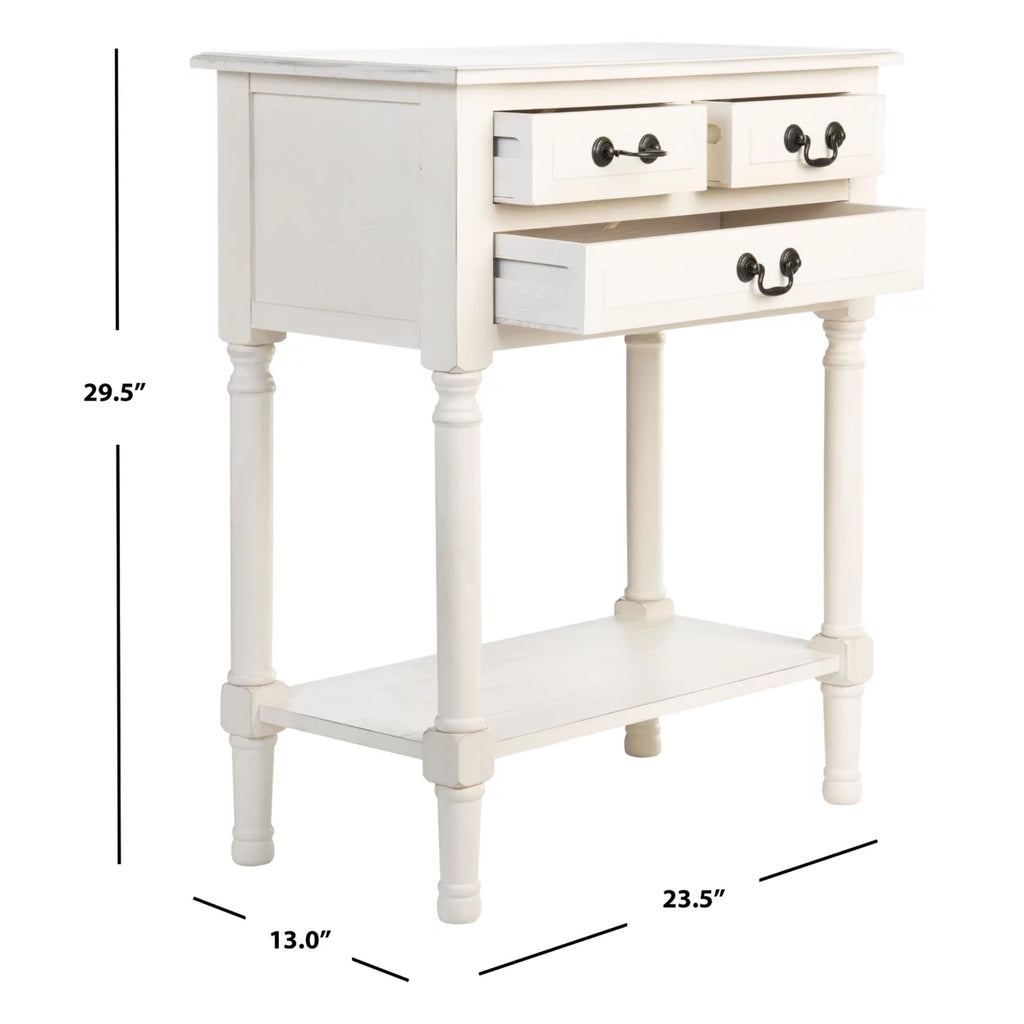 Distressed White Wood Console Table with Drawer S957269