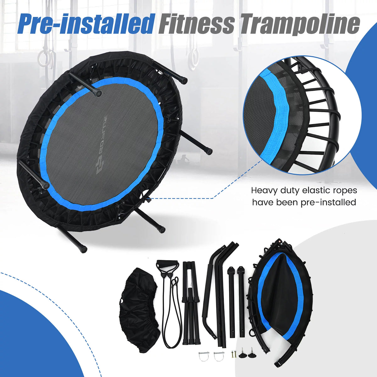 40'' Foldable Trampoline Rebounder with Resistance Bands N386530