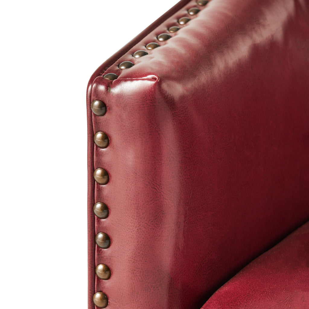 Bonded Leather Club Accent Chair, Oxblood Red C8509
