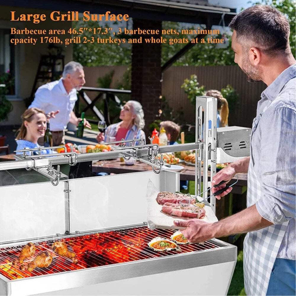 46'' Stainless Steel Charcoal Rotisserie Grill E89051